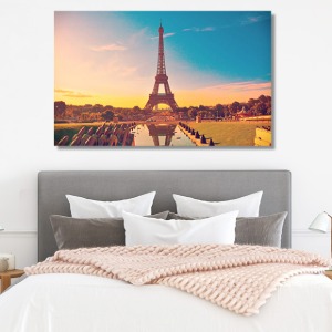 파스텔 에펠탑 도시 와이드 풍경 사진 그림 액자 73 x 46 cm